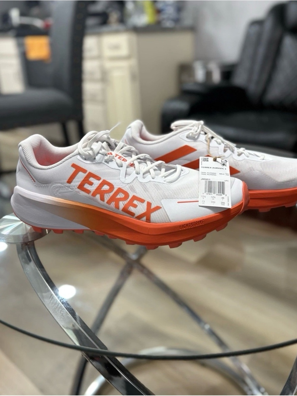 adidas White and Orange TERREX Agravic 3 Trail Shoes